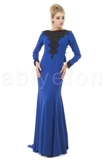 FO,4713,52,saks-mavi-siyah-dantel-islemeli-arkasi-fiyonklu-elbise-m1370-hanim-hanimcik